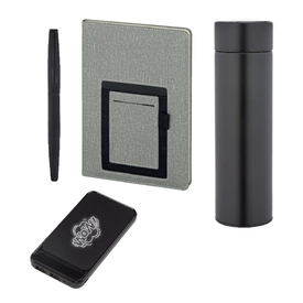 5066 Siyah Defter & Kalem & Powerbank & Termos Set