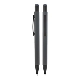 1027 Füme Metal Tükenmez Touchpen Rubber Gövde Kalem