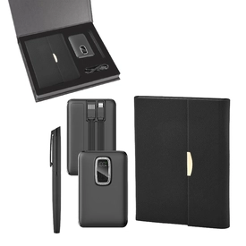 5072 Siyah Defter & Kalem & Powerbank Set