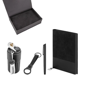 5079 Siyah Kalem & Defter & Anahtarlık & Termos Set
