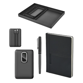 5076 Siyah Kalem & Defter & Powerbank Set