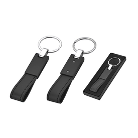 2204 Siyah metalli Tek Taraflı Metal Suni̇ Deri̇ Anahtarlık