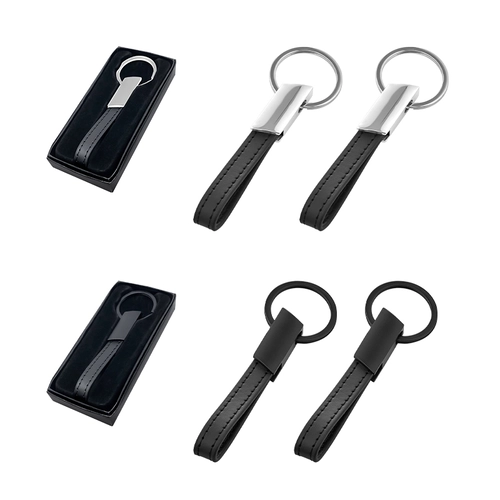 Çift Taraflı Metal Suni Deri Anahtarlık