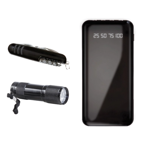 850 Siyah Powerbank & Çakı & Elfeneri Set