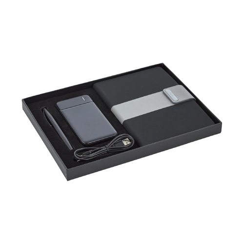 5070 Siyah Defter & Kalem & Powerbank Set