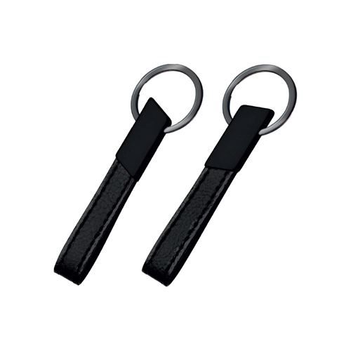 2411 Siyah Çift Taraflı Metal Suni̇ Deri̇ Anahtarlık