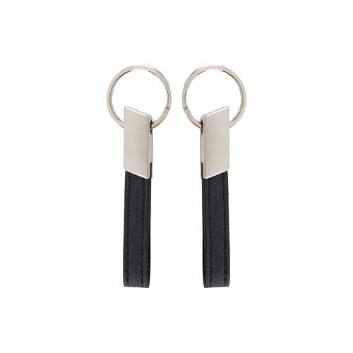 2411 Krom Çift Taraflı Metal Suni̇ Deri̇ Anahtarlık