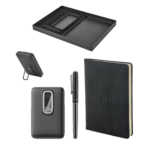 5074 Siyah Kalem & Defter & Powerbank Set