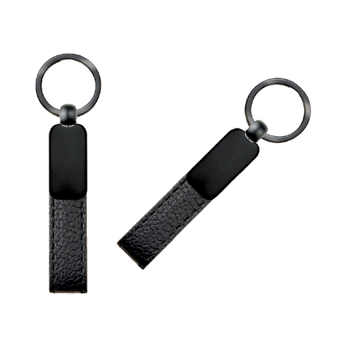 2409 Siyah Çift Taraflı Metal Suni̇ Deri̇ Anahtarlık