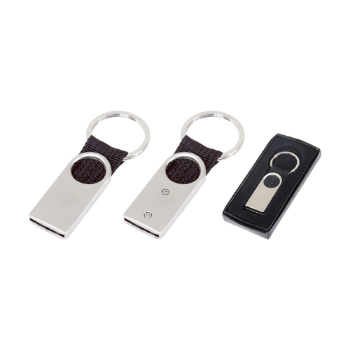 222 Krom-Siyah Tek Taraflı Metal Suni̇ Deri̇ Anahtarlık