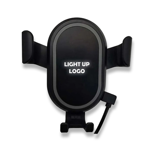 Işıklı Logo Kablosuz Şarj Araç İçi Telefon Tutucu - Siyah