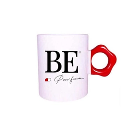 Kırmızı Çiçek Kulplu Beyaz Seramik Kupa