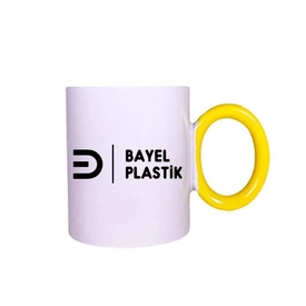 Yuvarlak Sarı Kulplu Seramik Kupa