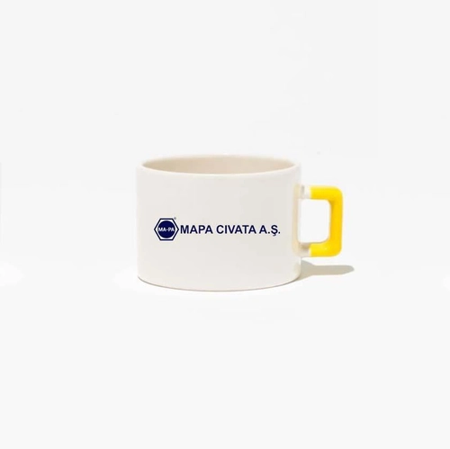 Seramik Sarı Kulplu Nescafe Fincanı