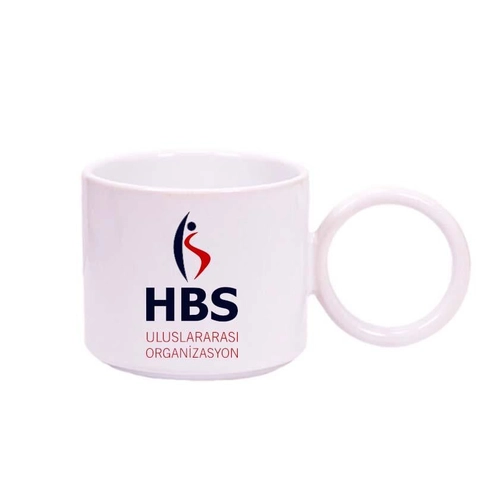 Halka Kulplu Beyaz Seramik Kupa